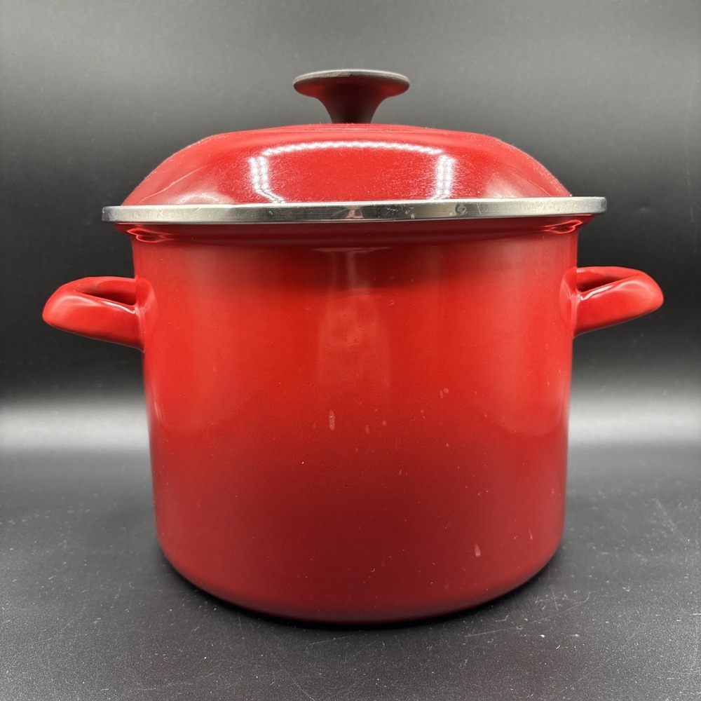 Le Creuset 6 QT Enamel on Steel Stock Pot Cerise Cherry Red